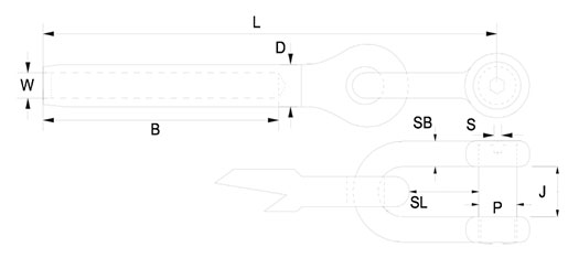 316L Stainless Steel CE Swage Sockets With Captive Lifting Shackles Drawing