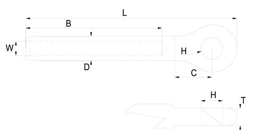 316L Stainless Steel CE Closed (Eye) Swage Sockets Drawing