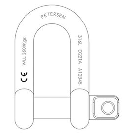 316 WLL Screw Pin Bow Shackles Technical Drawing