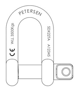 Super Duplex WLL Screw Pin D Shackles Technical Drawing