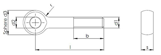 Stainless Steel Swing Bolts / Eye Bolts To DIN 444 B Technical Drawing