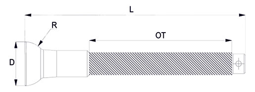 Eye Threaded Terminals - Stemball Studs RH & LH Technical Drawing