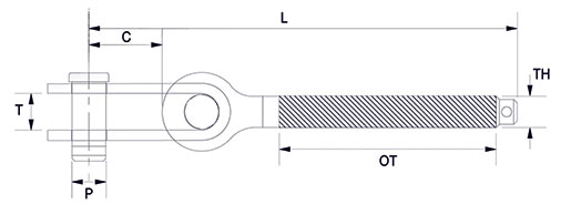 Toggle Threaded Terminals - Stud Studs RH & LH Technical Drawing