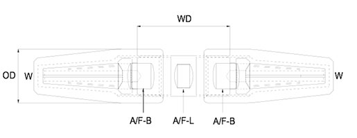 Compression Terminal In-Line Links Technical Drawing