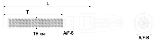 Swageless Compression Terminal - Threaded End (Imperial) Technical Drawing