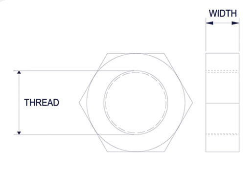 Hexagonal Locking Nuts Technical Drawing