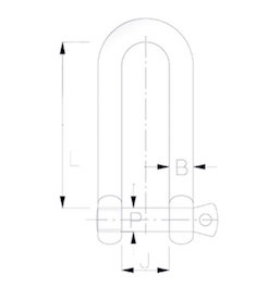 Long D & Twist Marine Shackles Technical Drawing