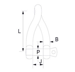 Long D & Twist Marine Shackles Technical Drawing