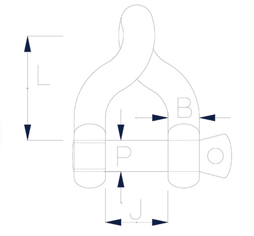 Twist Marine Shackles Technical Drawing