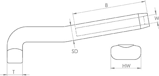 Swage Tee Mast Termainal Technical Drawing