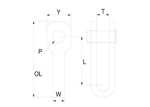 Stainless Steel Eye Jaw Toggles Technical Drawing