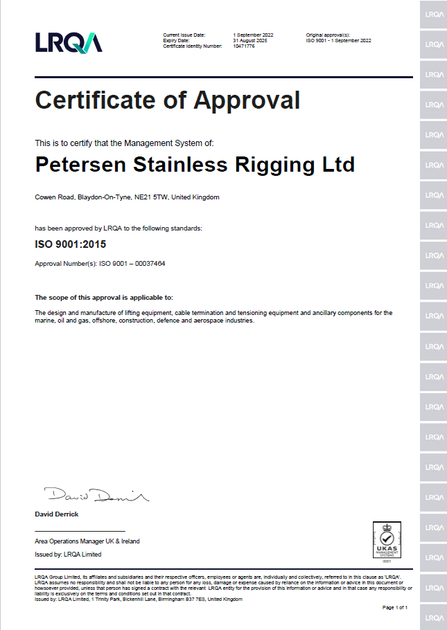 ISO 9001 Petersen Certificate